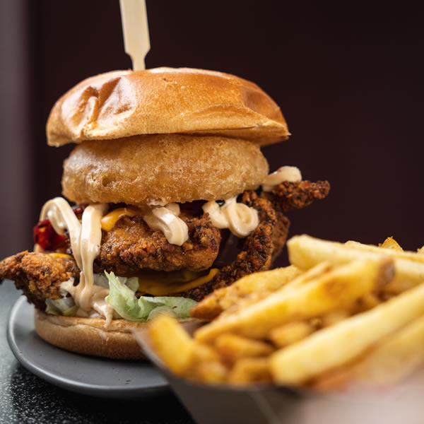 Chicken Burger and Fries